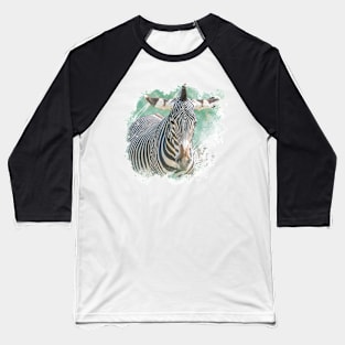 Zebra Animal Wildlife Jungle Nature Adventure Watercolor Baseball T-Shirt